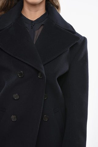 Herringbone Wool Double Breasted Coat