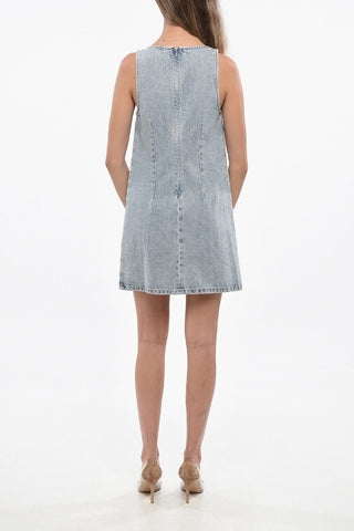 Mini Dress in Denim con Gioielli All-Over