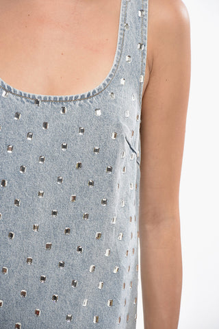 Mini Dress in Denim con Gioielli All-Over