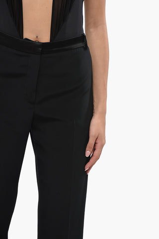 Wool Trousers with Tonal Side Stripe