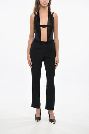 Wool Trousers with Tonal Side Stripe