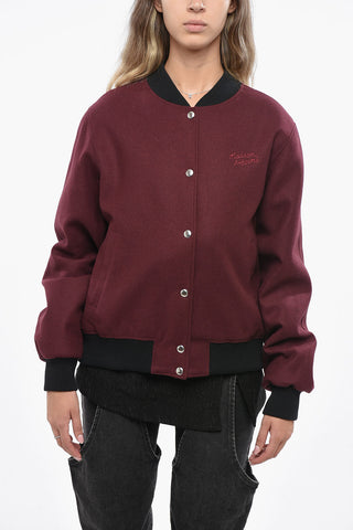 Bomber in Lana e Nylon con Dettagli a Contrasto