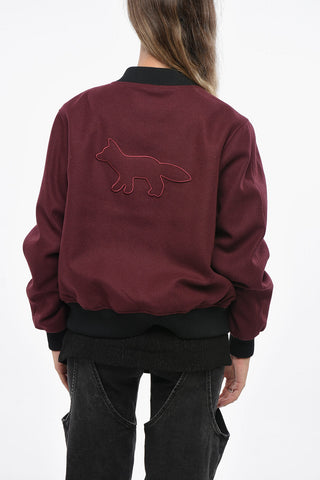 Bomber in Lana e Nylon con Dettagli a Contrasto