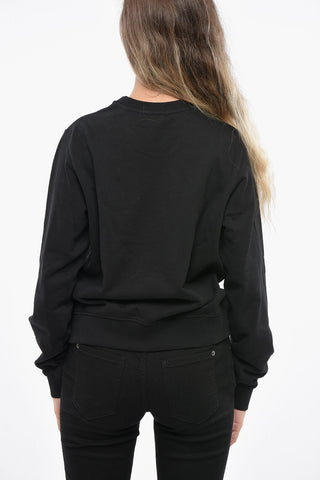 Felpa Girocollo F-REGGY in Cotone Garzato con Dettaglio in Paillettes