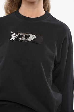 Felpa Girocollo F-REGGY in Cotone Garzato con Dettaglio in Paillettes