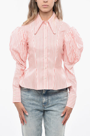 Baumwollbluse PRINCESS mit Puffärmeln und Streifenmuster