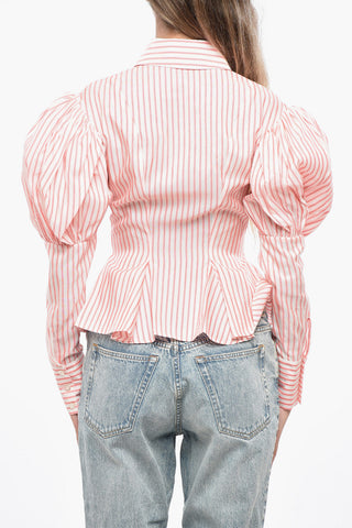 Baumwollbluse PRINCESS mit Puffärmeln und Streifenmuster