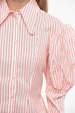 Baumwollbluse PRINCESS mit Puffärmeln und Streifenmuster