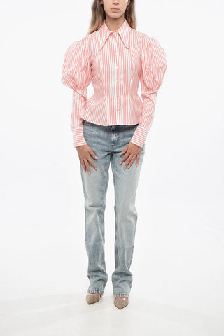 Baumwollbluse PRINCESS mit Puffärmeln und Streifenmuster