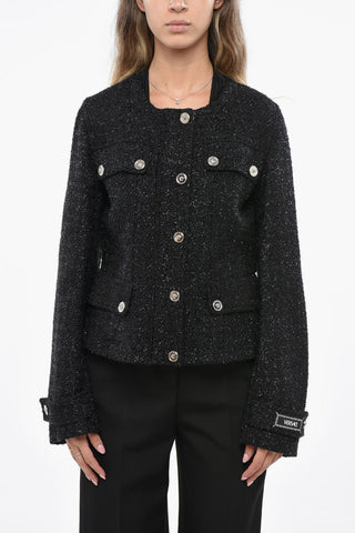 Lurex-Blazer mit Logoknöpfen