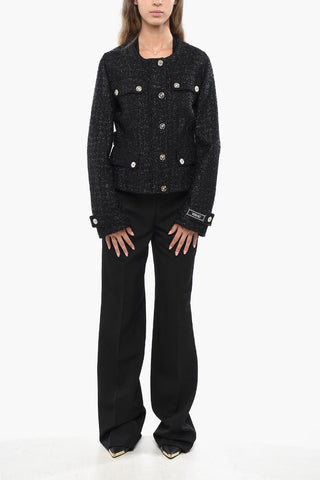 Lurex-Blazer mit Logoknöpfen