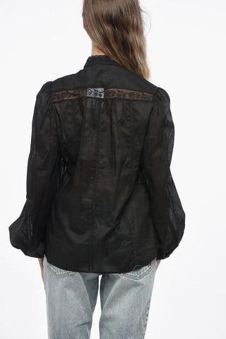 Blusa in Pizzo con Manica Bombata