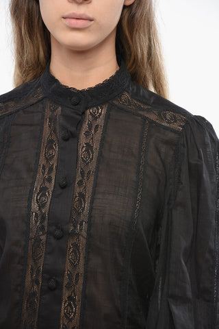 Blusa in Pizzo con Manica Bombata