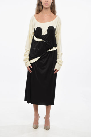 MM1 MM10 Strickkleid mit Satin-Details
