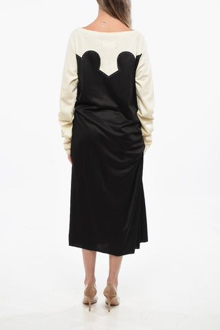 MM1 MM10 Strickkleid mit Satin-Details