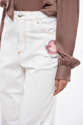 5-Taschen-Hose mit weitem Bein und Logo-Knopf
