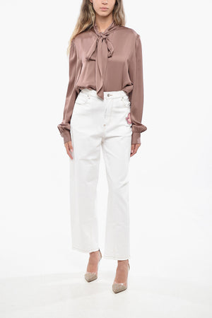 5-Taschen-Hose mit weitem Bein und Logo-Knopf