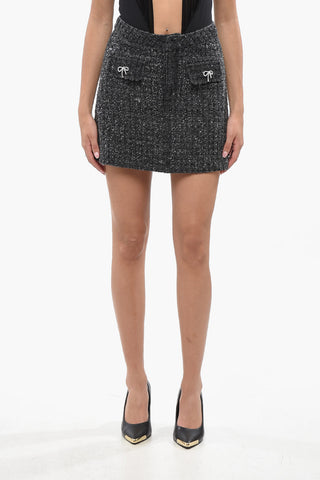Melange Miniskirt with Jewels Details
