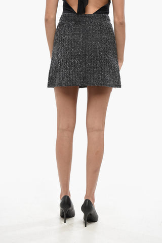 Melange Miniskirt with Jewels Details