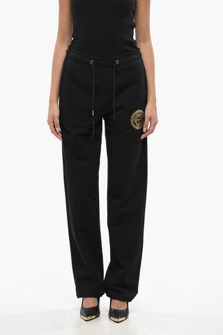 Joggers In Cotone con Monogram Effetto Dorato