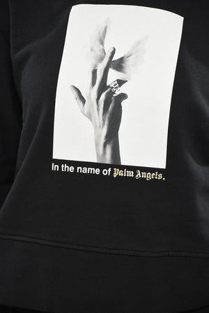 Felpa Hoodie in Cotone Garzato con Stampa sul Fronte