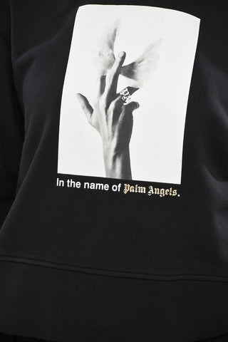 Felpa Hoodie in Cotone Garzato con Stampa sul Fronte