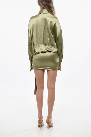 Silk Bodycon Dress with Fringes