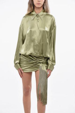 Silk Bodycon Dress with Fringes