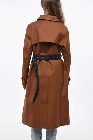 Maxi Cappotto in Gabardina Con Abbottonatura Nascosta