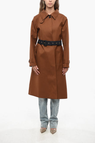 Maxi Cappotto in Gabardina Con Abbottonatura Nascosta