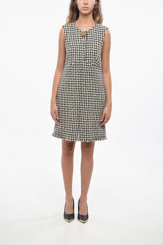 Vestito Senza Maniche a Trapezio in Tessuto Testurizzato 