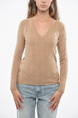 Maglia Scollo a V A Trecce 