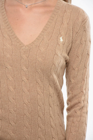 Maglia Scollo a V A Trecce 