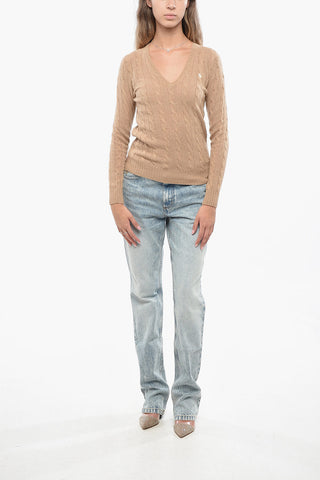 Maglia Scollo a V A Trecce 