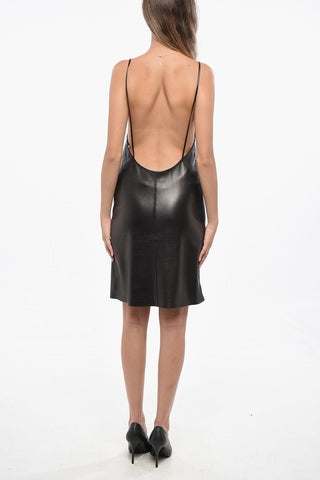 Fitted Leather Dress With Open Back