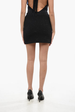 Knitted Miniskirt with Jewels Buttons