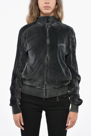 Velours-Sweatshirt F-KINIGLI mit Logo, verziert mit Strass