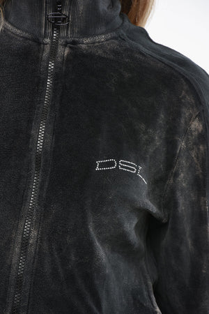 Velours-Sweatshirt F-KINIGLI mit Logo, verziert mit Strass