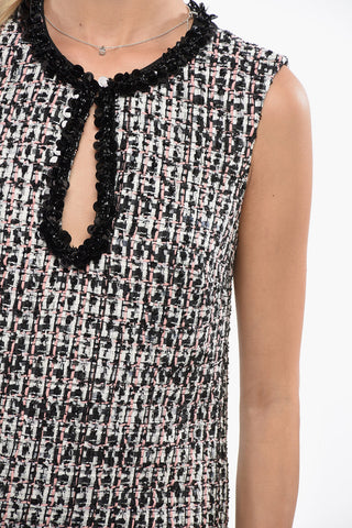 Mini Vestito Boucle' Con Giorocollo Abbellito da Paillettes