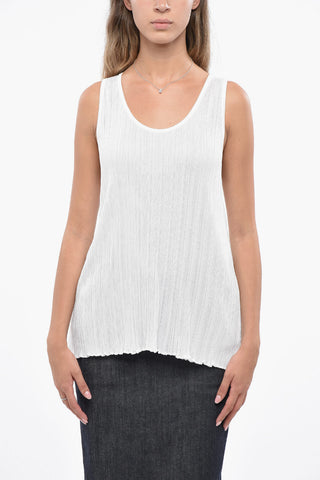 Geripptes Tanktop Aus Nylon-Mix Mit Gewelltem Saum
