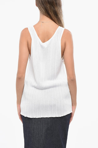 Geripptes Tanktop Aus Nylon-Mix Mit Gewelltem Saum