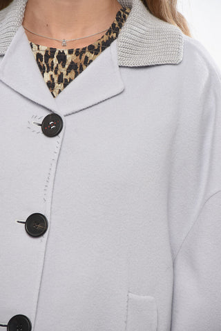Virgin Wool and Cashemere Cropped Coat with Contrasting Buttons