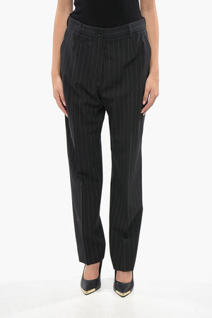 Stretch Virgin Wool Pinstriped Trousers