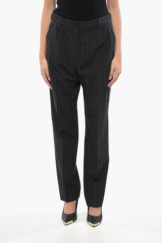 Stretch Virgin Wool Pinstriped Trousers