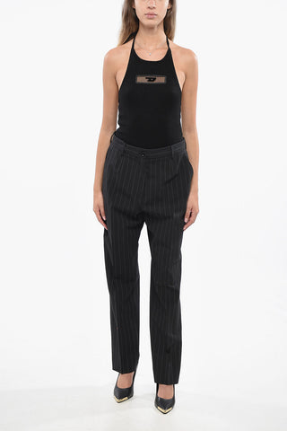 Stretch Virgin Wool Pinstriped Trousers