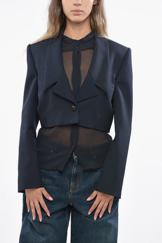Blazer Cropped in Lana Vergine con 1 Bottone