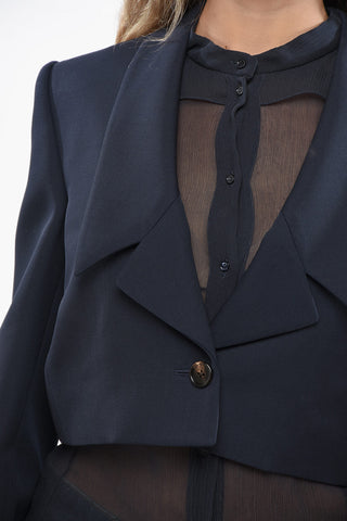 Blazer Cropped in Lana Vergine con 1 Bottone