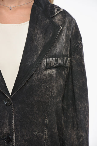 3-Button Blazer with Acid Wash Effect and Flap Pockets