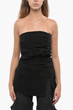 Draped Strapless Top with Maxi Front Knot