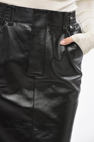 Midirock Aus Leder Mit 4 Taschen